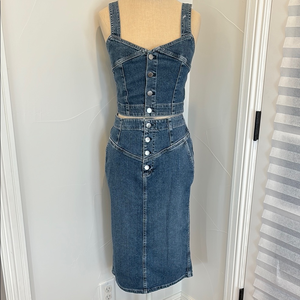 Denim Button Skirt And Top